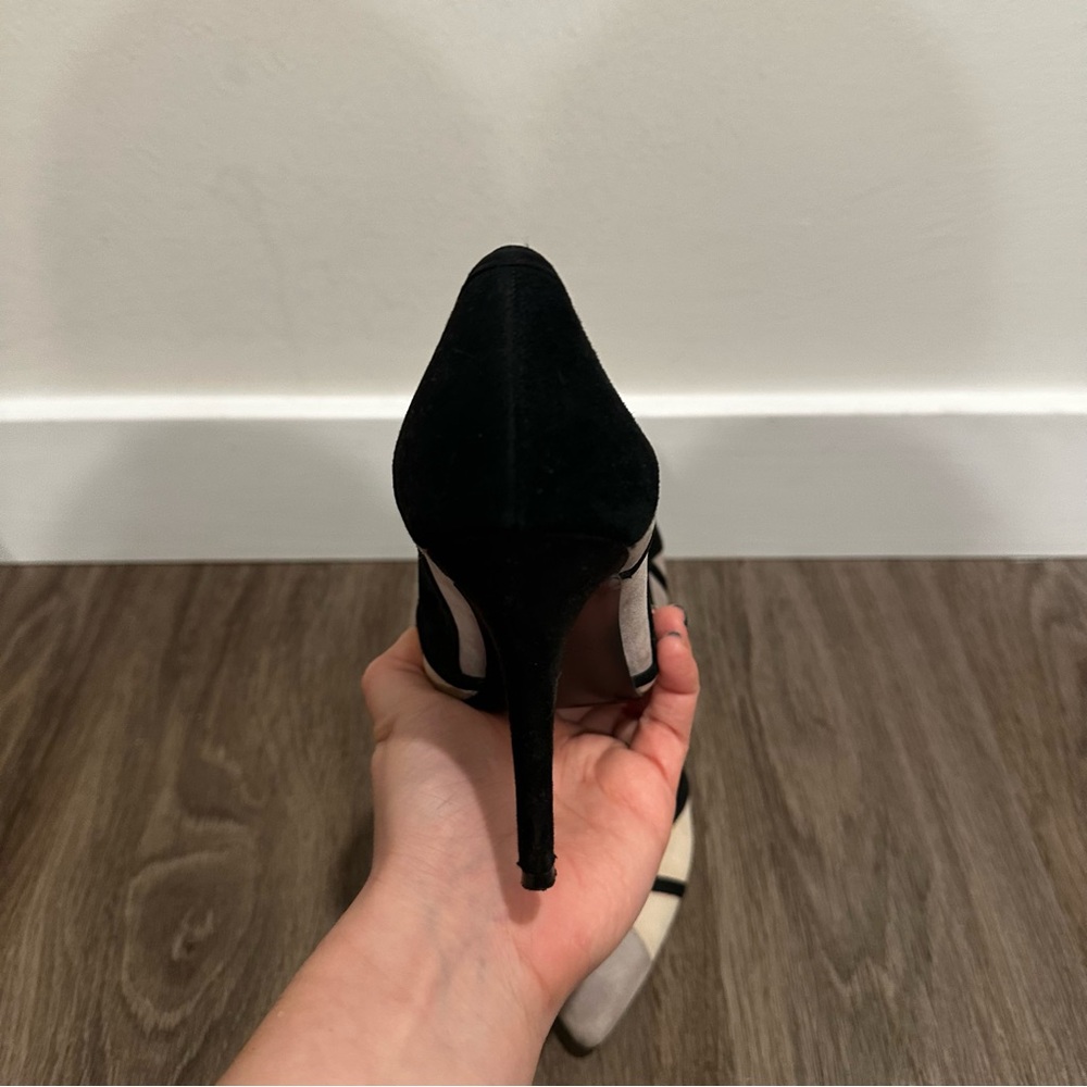 Nine West The Rocks Black, Cream and Gray Suede Heels - Picture 6 of 15